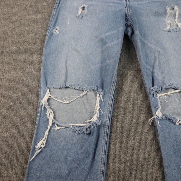 Hollister Jeans Womens 7 Light Wash Ultra High Rise Dad Distressed Ripped Knees - Picture 3 of 16